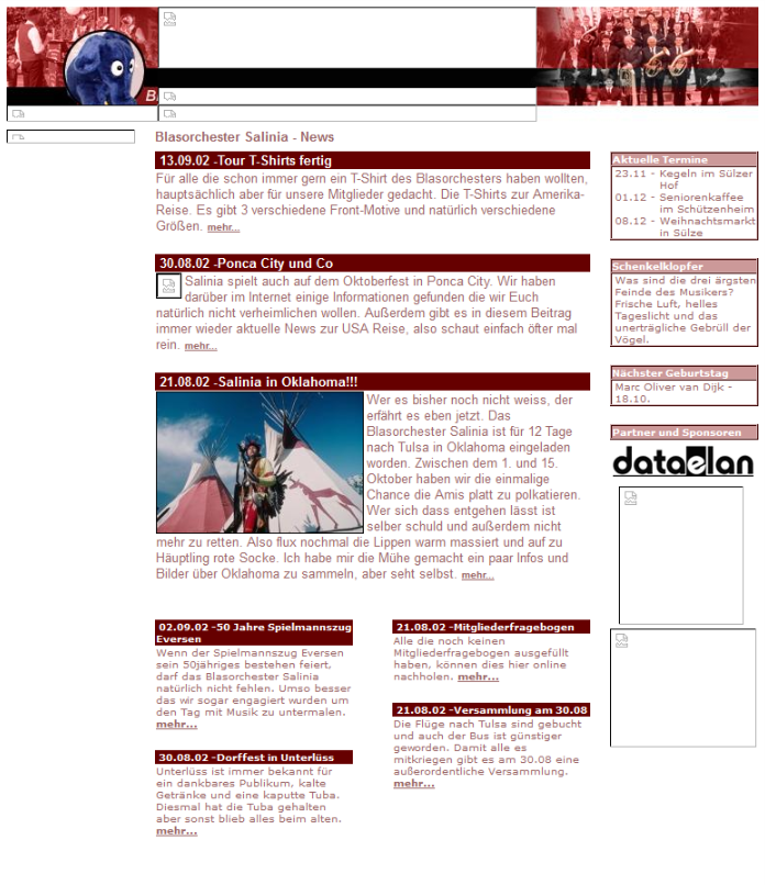 Screenshot der Internetseite www.salinia.de im Jahr 2002